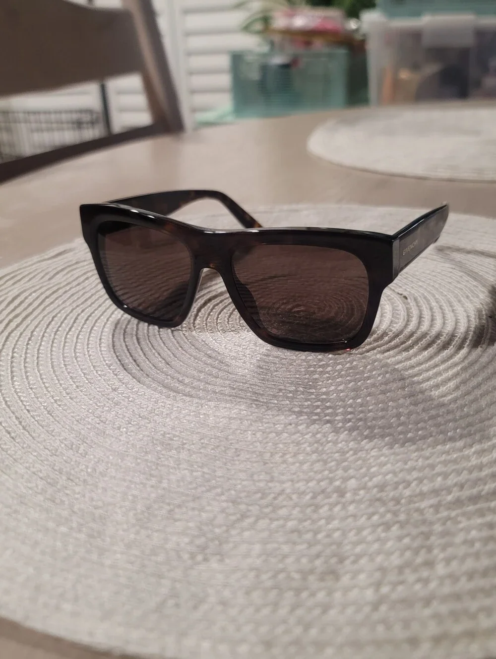 Givenchy Men's Tortoiseshell Sunglasses with Gold Logo